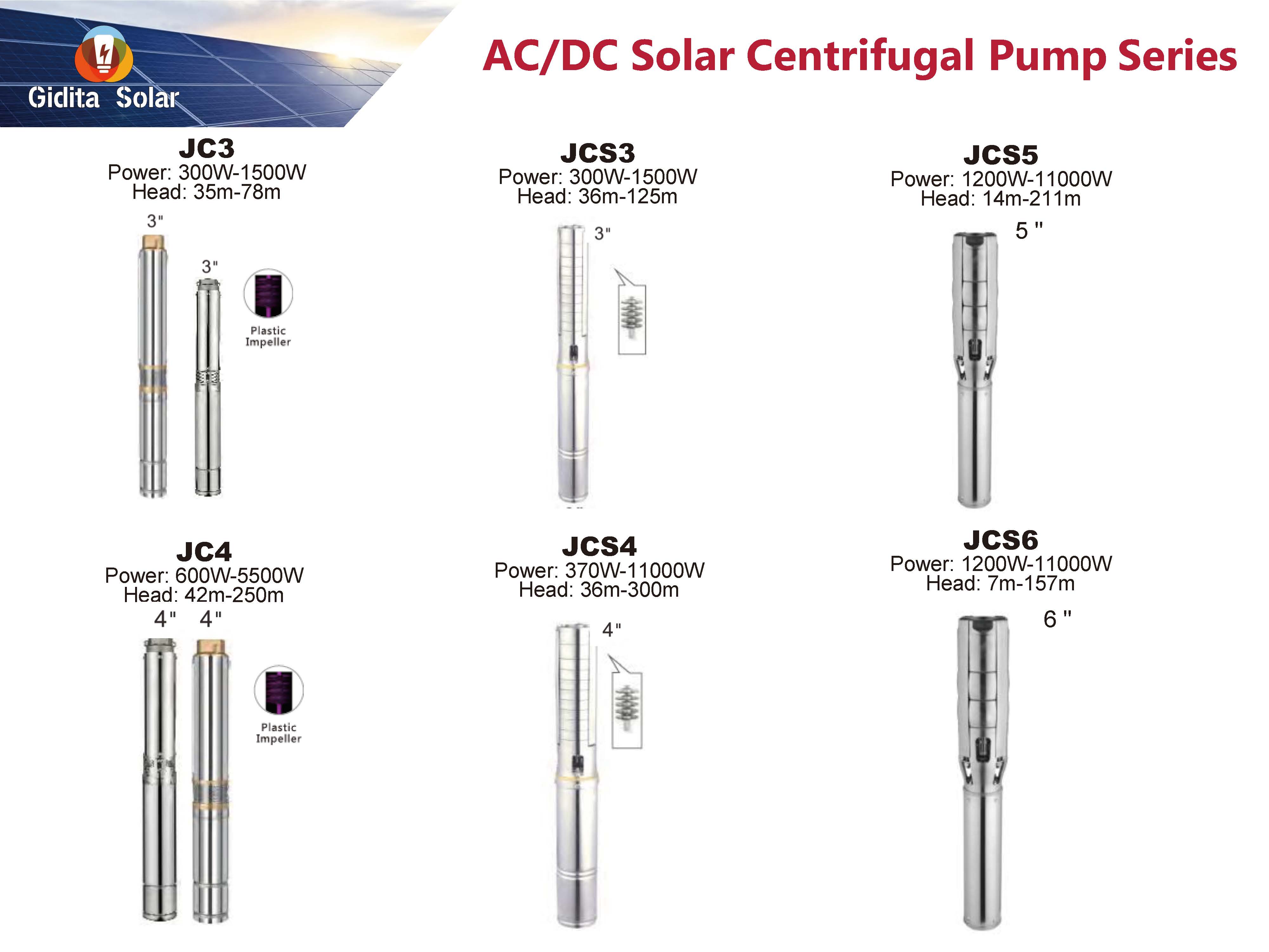 AC/DC solar centrifugal pump system