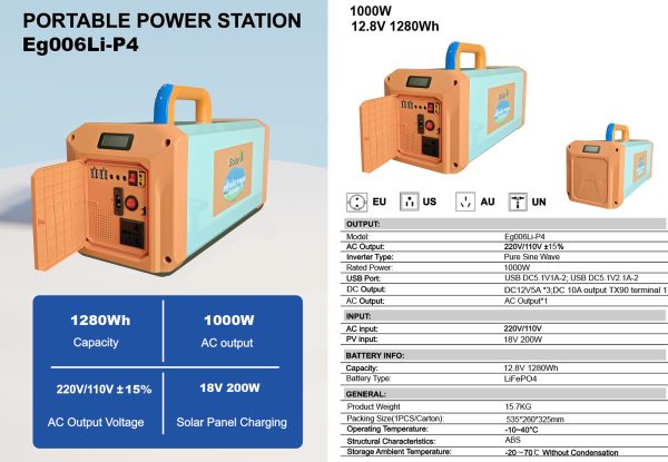 1000W 1280Wh Portable Solar Power Station | Solar Generator for Outdoor Camping, Emergencies, RV Travel. - Image 6